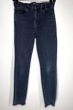 Good American Good Legs Ankle Jeans High Rise Skinny Raw Hem Dark Women 2/26